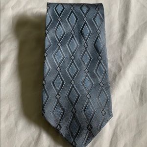 Bachrach Tie Blue Geometric 100% Woven Silk Men's